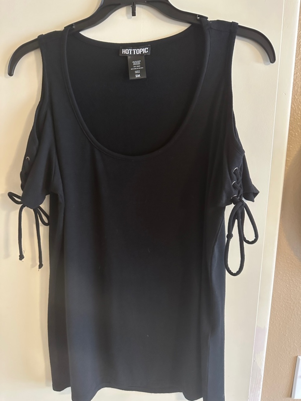 Hot Topic Black Cold-Shoulder Tank with Side Lace-Up Ties